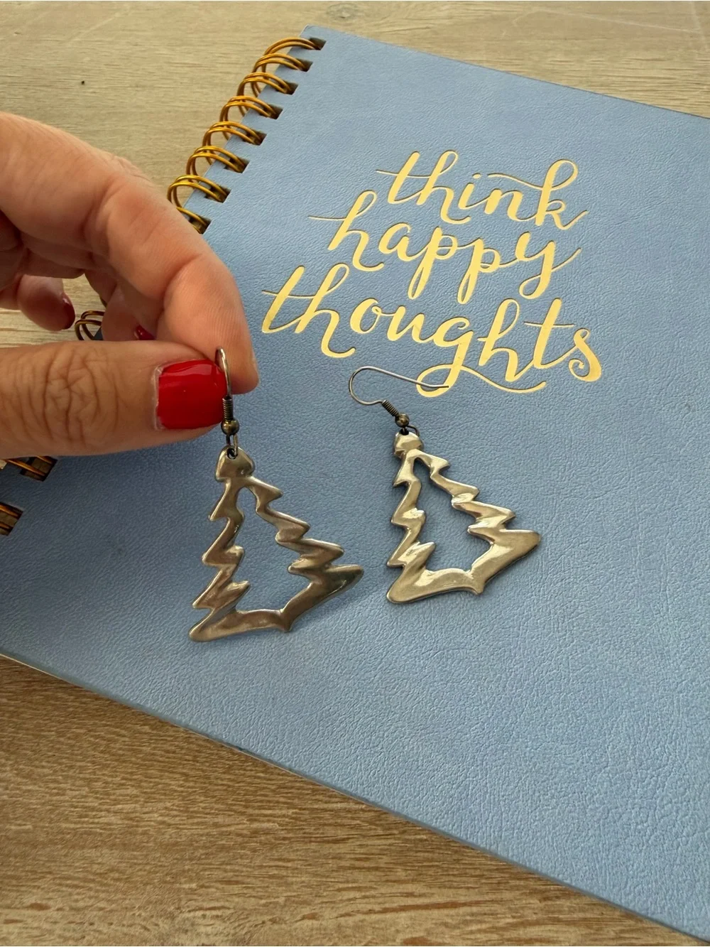 Vintage Maurice Milleur Zig Tree Earrings Pewter Christmas Tree Dangle ©91